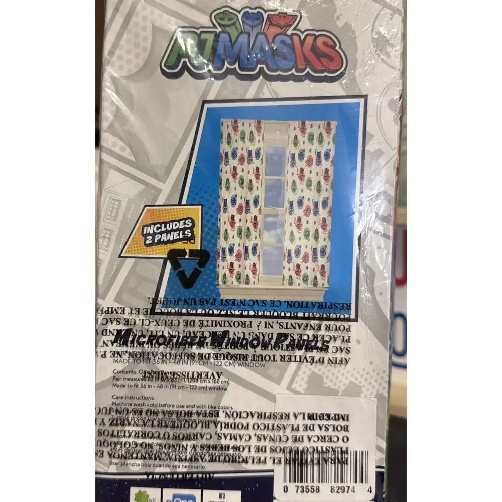PJ Masks Microfiber Window Curtains 82x63in Cartoon Panels Kids Room